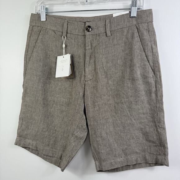 Porter & Ash New Linen Cotton Blend Shorts Mens 30 Sustainable Preppy Brown Tan - Picture 11 of 11